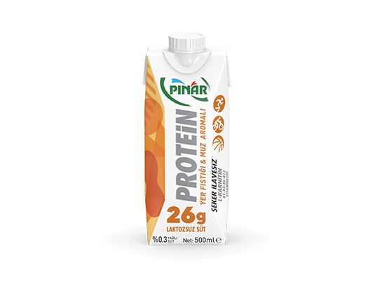 Pınar Protein Laktozsuz Muzlu Yer Fıstıklı Süt 500 ml