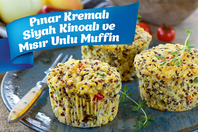 PINAR KREMALI SİYAH KİNOALI VE MISIR UNLU MUFFIN TARİFİ